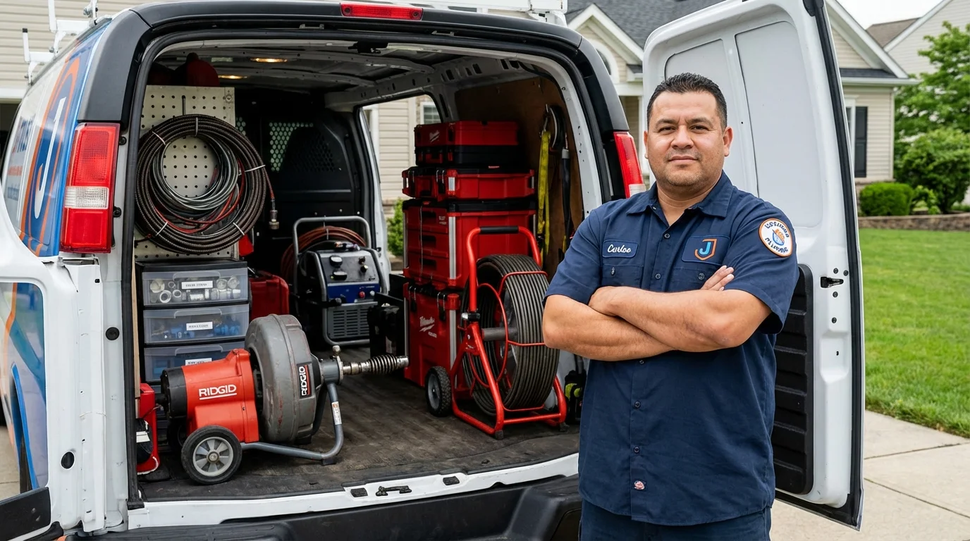 Professional drain cleaning equipment and Johns Plumbing LLC plumber in Pinson